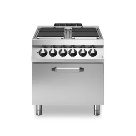 Professional Electric Cooker with Oven 4 Square Plates Stainless Steel and Italian modular design.