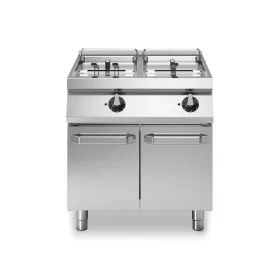 Professional Double Well Electric Fryer on Cabinet 17+17L Stainless Steel with high-output Italian modular design.