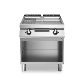 Electric Grill 1/3 Smooth Plate and 2/3 Ribbed Plate Stainless Steel - Modular Made in Italy