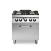 Professional 4-Burner Gas Range with Integrated Static Gas Oven, 29.5 kW High-Performance Modular Stainless Steel Design.