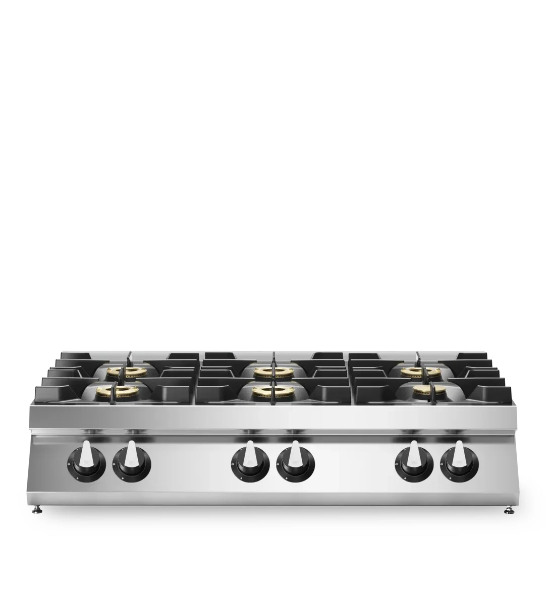 Professional 6-Burner Gas Range Top, 33.5 kW Stainless Steel Tabletop Modular Design.