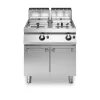 Engineered for industrial-scale frying, this Italian-made double-well gas fryer is a powerhouse for the busiest commercial kitchens. The floor-standing design with an integrated cabinet provides maximum stability and oil capacity, making it the ultimate choice for large hotels and high-volume catering operations. Product specifications Capacity: Dual 22L wells (44L total) with 2 heavy-duty baskets. Configuration: Modular floor-standing model with integrated storage cabinet. Build Quality: Built with premium 304 stainless steel featuring a 2 mm top thickness. Power & Efficiency: Superior total gas power of 40 kW for ultra-fast heat recovery. Dimensions: 800 x 900 x 870 mm. Origin: Made in Italy. Experience the Albasha Difference This high-performance fryer ensures absolute temperature consistency for large batches, allowing your kitchen to maintain quality at peak speeds. Invitation to buy from Albasha Kitchens Professional High Capacity Gas Fryer on Cabinet 22+22L Stainless Steel Modular - Albasha Kitchens