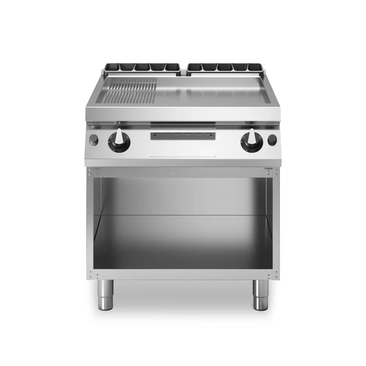 Gas Grill 1/3 Smooth 2/3 Ribbed Plate with Open Cabinet 12kW Stainless Steel Modular - Albasha Kitchens